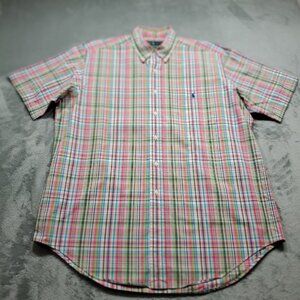 Ralph Lauren Classic Fit Button Down Short Sleeve Plaid Shirt Multicolor Men SzL